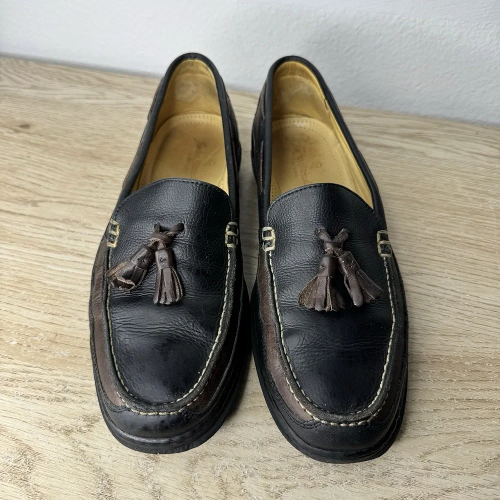 Sandro Moscoloni Vineyard Black and Brown Leather Loafer Shoes Mens Size‎ 9.5 D
